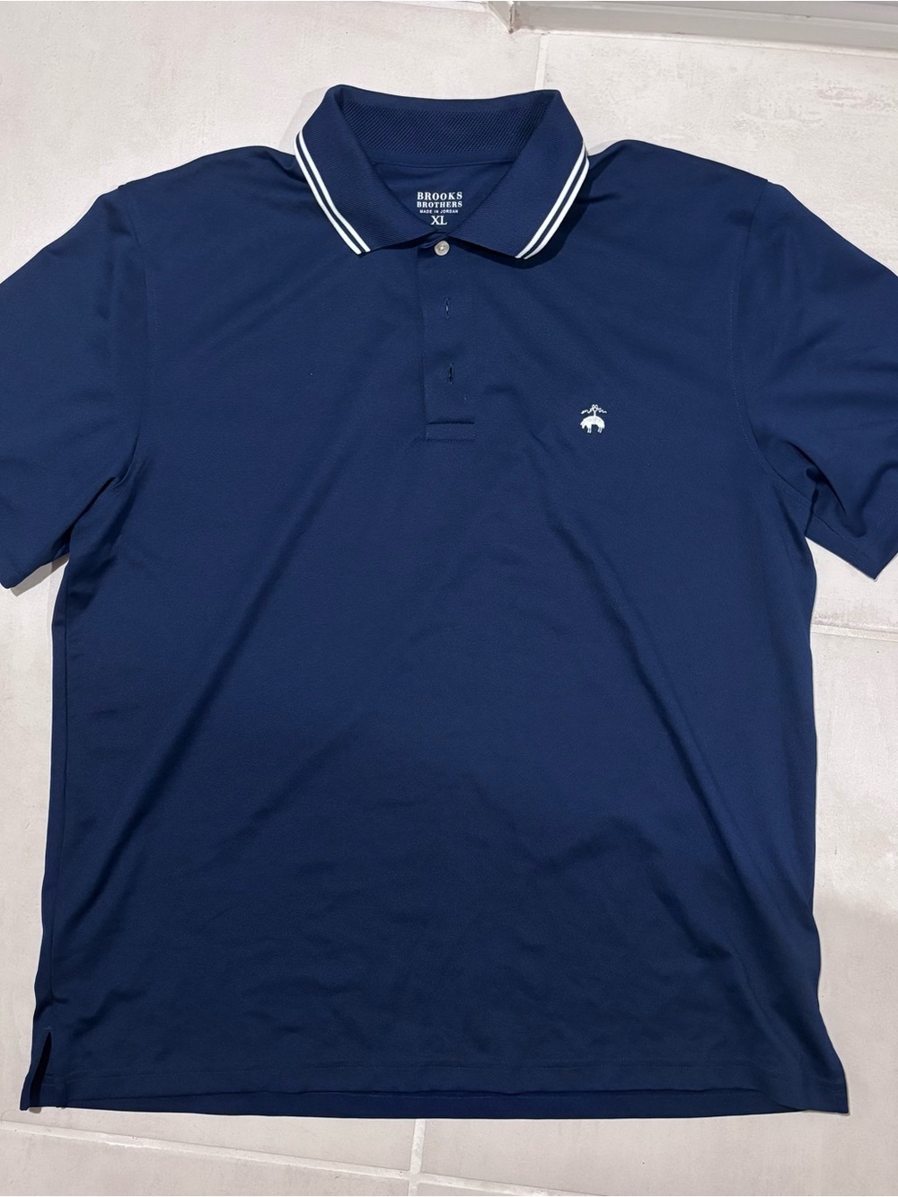 Brooks Brothers Navy Polo with White-Trim Collar